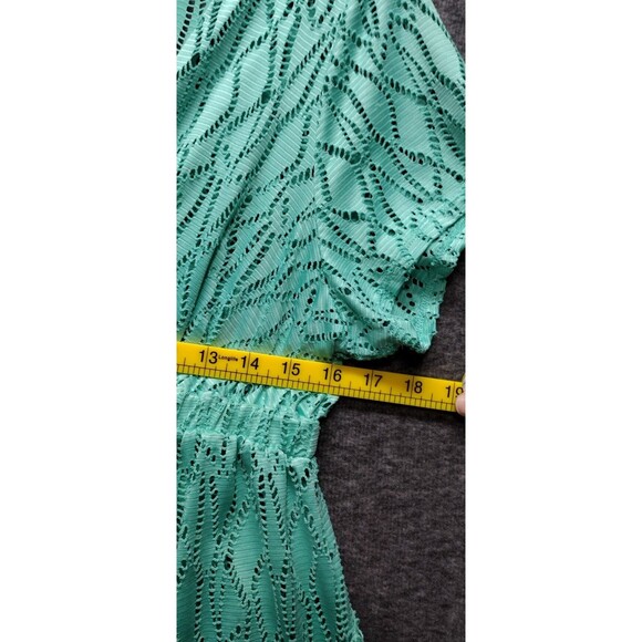 Catalina Womens 1X 16W Swimsuit Coverup Green Teal Tunic With Eyelet - Picture 7 of 8